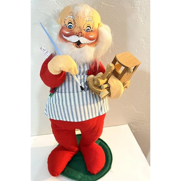 Annalee Santa Doll 1981 With Wooden Train Paint Brush Has Tag Perfect Shape 18” - Picture 11 of 13